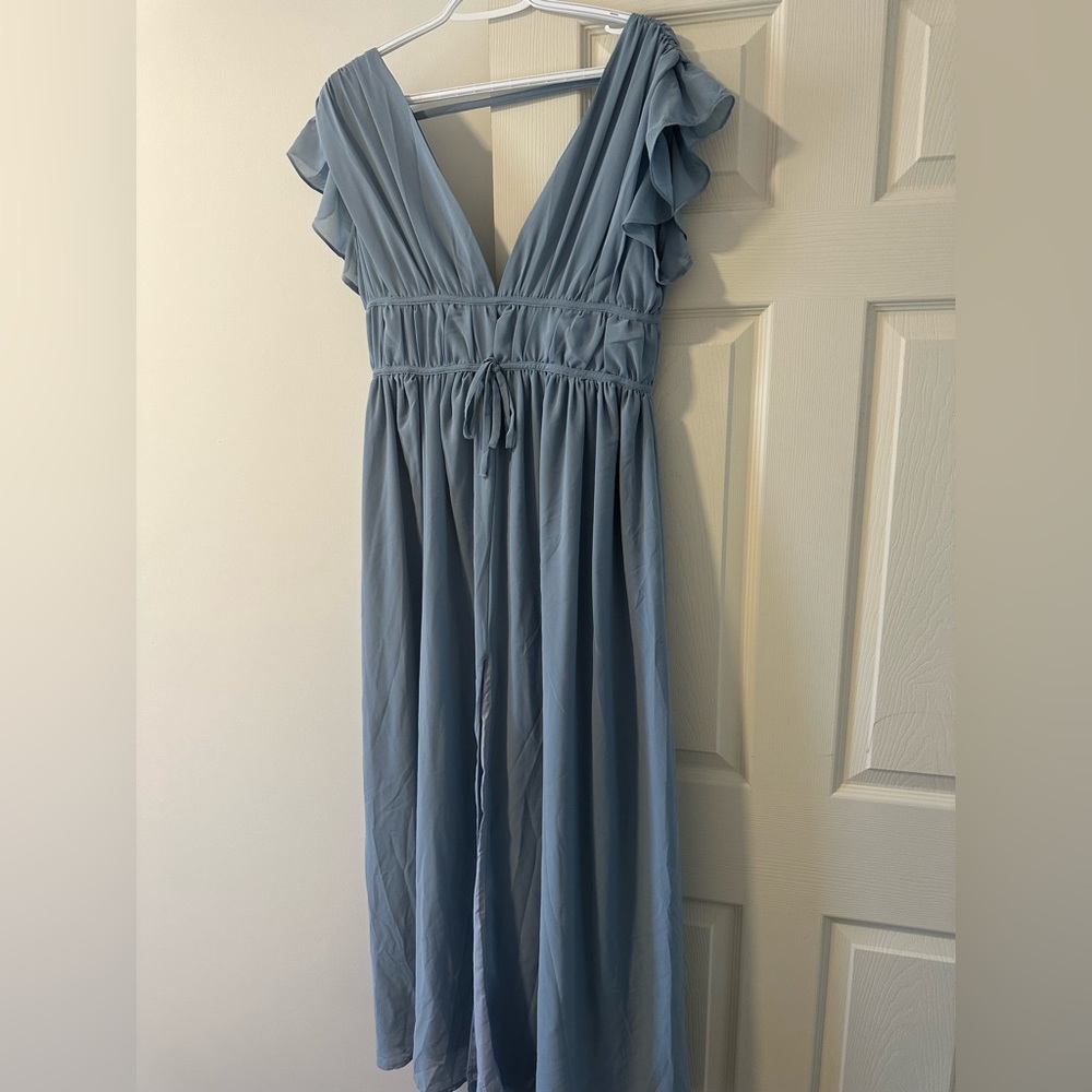 Shein blue ruffle long dress